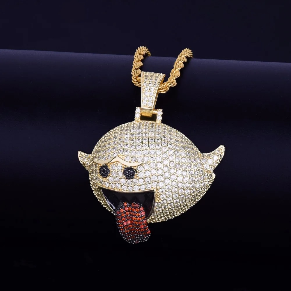 Iced Out Flying Ghost Pendant With Rope Chain